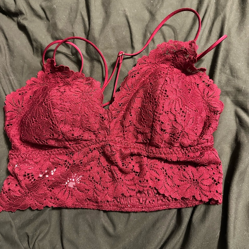 PINK Victoria's Secret Lace Bralette in Deep Red